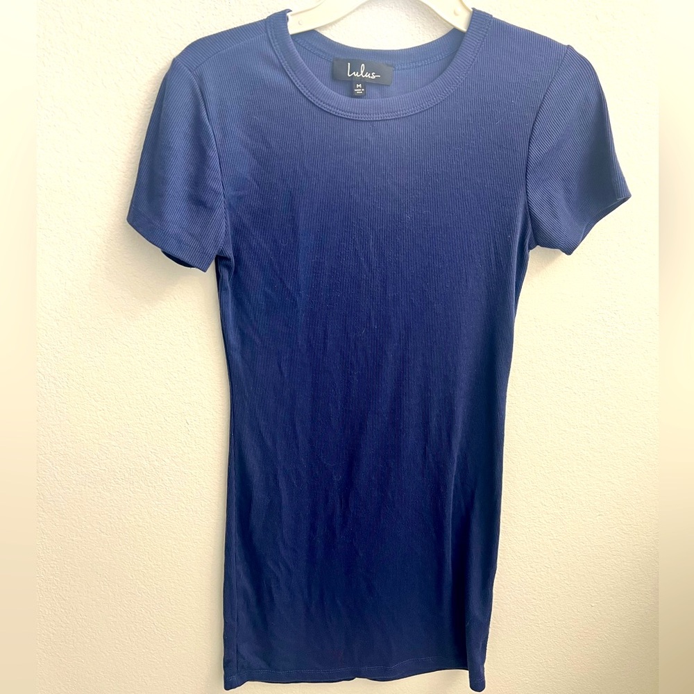Hey Good Lookin' Short Sleeve Slate Blue Dress - Picture 6 of 6